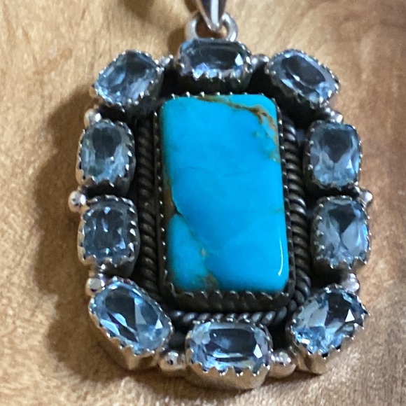 Sterling Silver Blue Topaz Sterling Silver Pendant - Picture 4 of 4